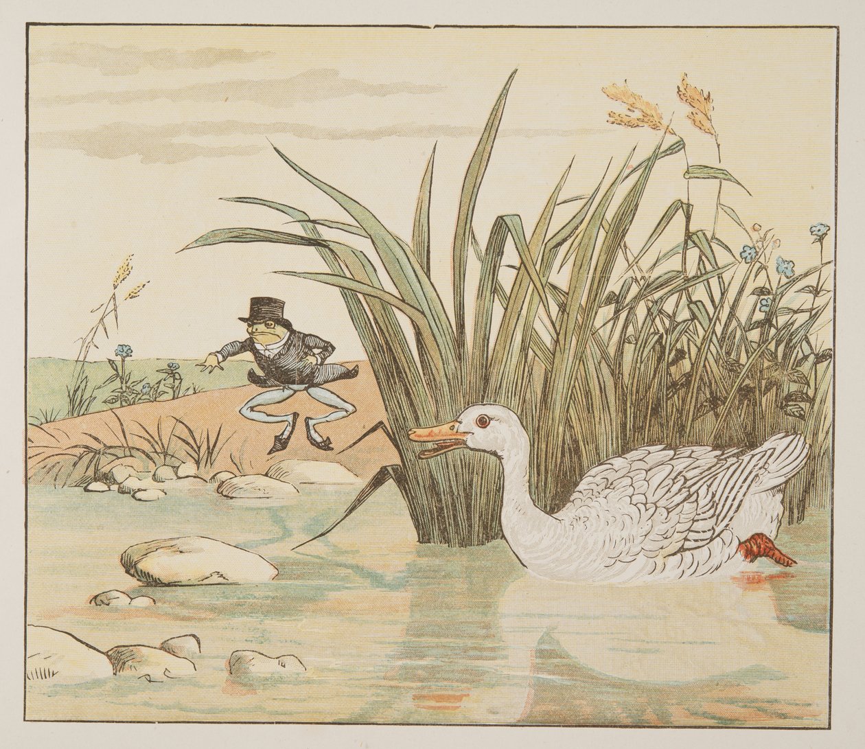 Un pato blanco vino y se lo tragó, de The Hey Diddle Diddle Picture Book, pub.1882 de Randolph Caldecott
