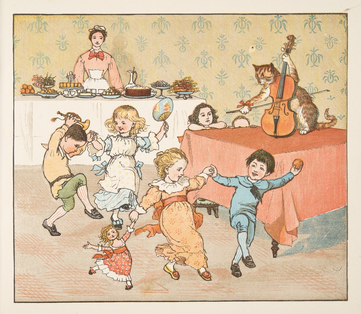Hey, diddle, diddle, del libro The Hey Diddle Diddle Picture Book, pub.1882 de Randolph Caldecott