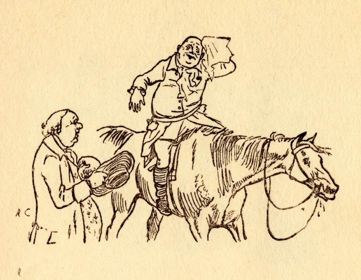 John Gilpin se seca la frente sudorosa con un pañuelo, 1878, c.1918 de Randolph Caldecott
