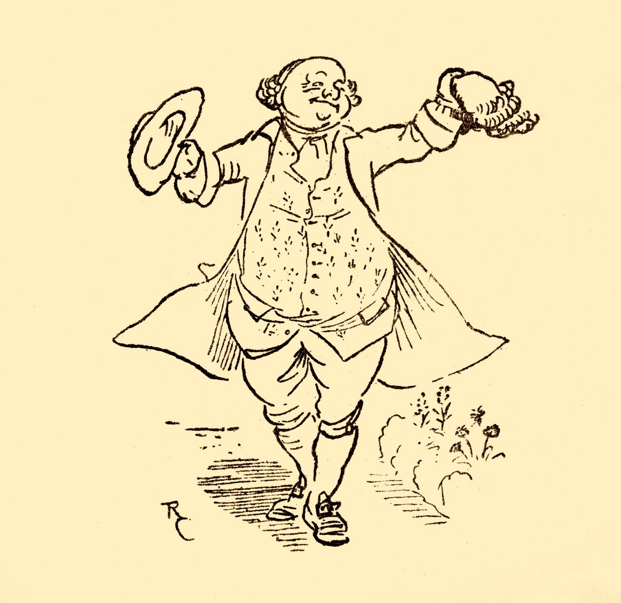 El amigo de John Gilpin le presta una peluca y un sombrero, 1878, c1918 de Randolph Caldecott