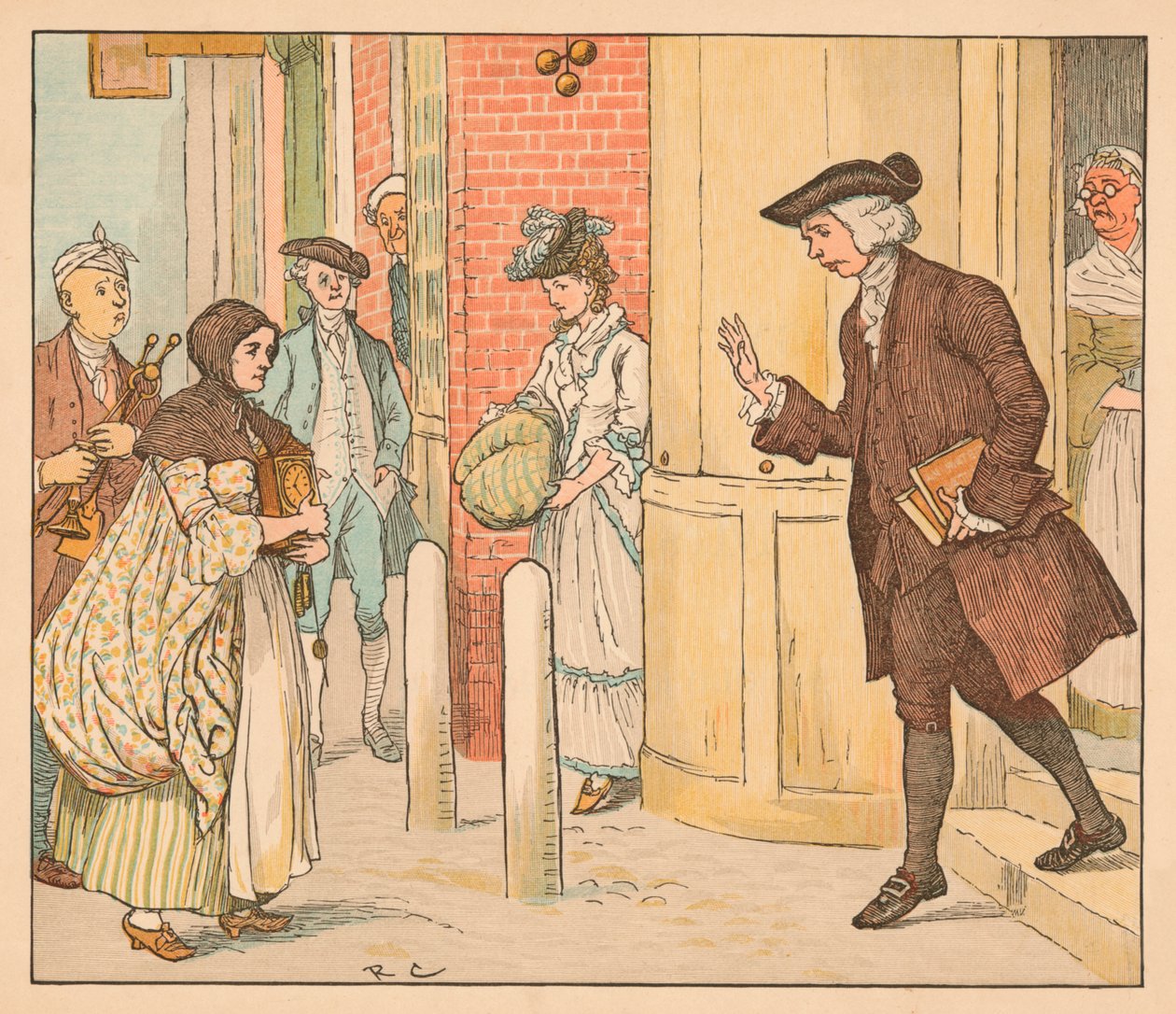 Gente fuera de una casa de empeño, c1885, 1934 de Randolph Caldecott