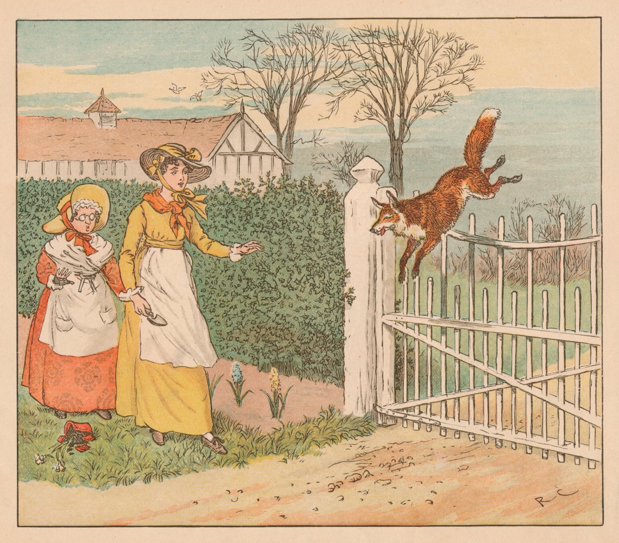 El zorro saltando sobre la puerta del párroco, c1883 de Randolph Caldecott