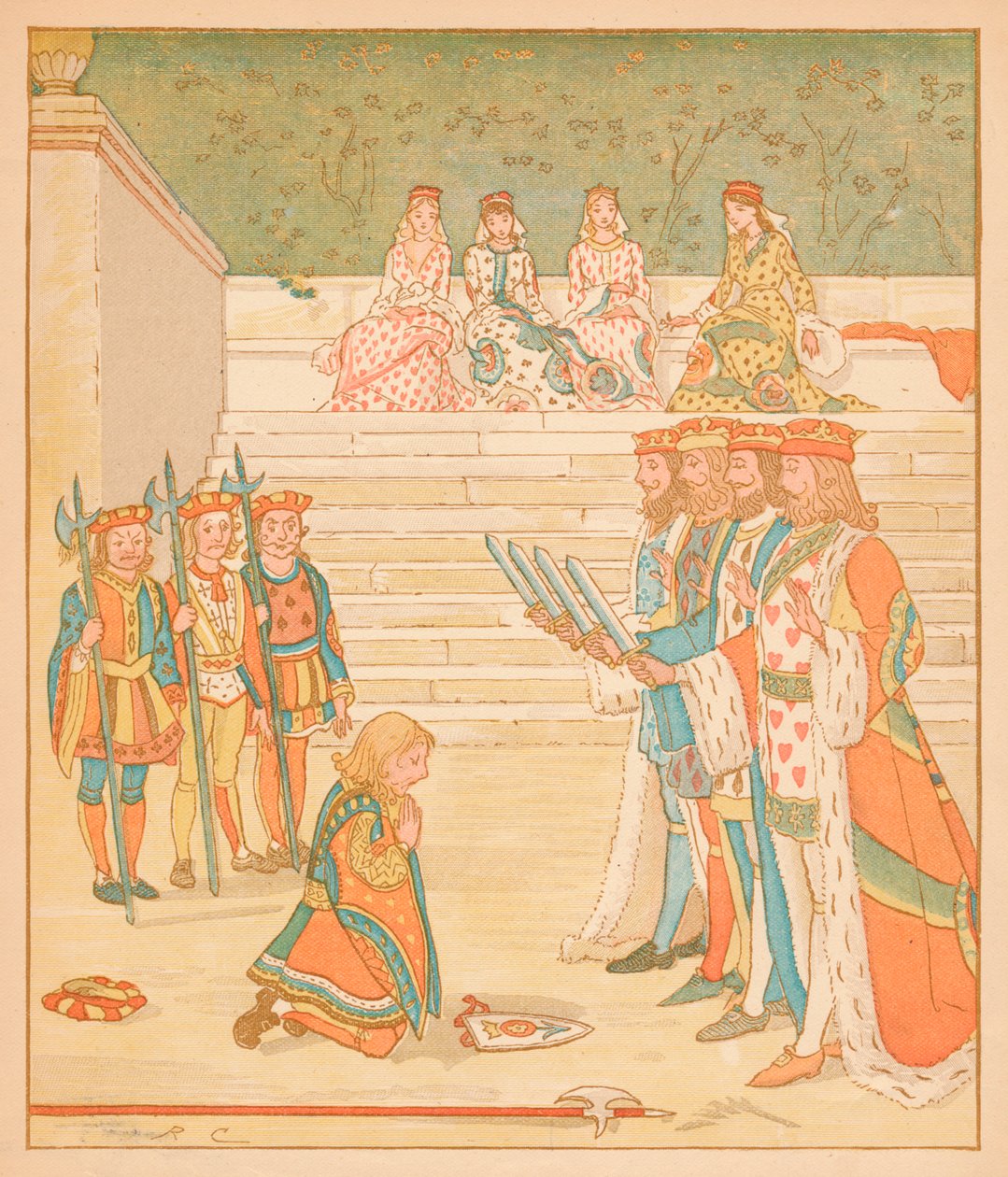 El Knave de Corazones, trajo de vuelta esas tartas, y juró que no robaría más, 1880 de Randolph Caldecott