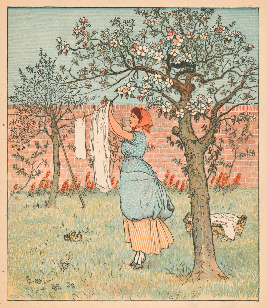 La criada estaba en el jardín, colgando la ropa, 1880 de Randolph Caldecott