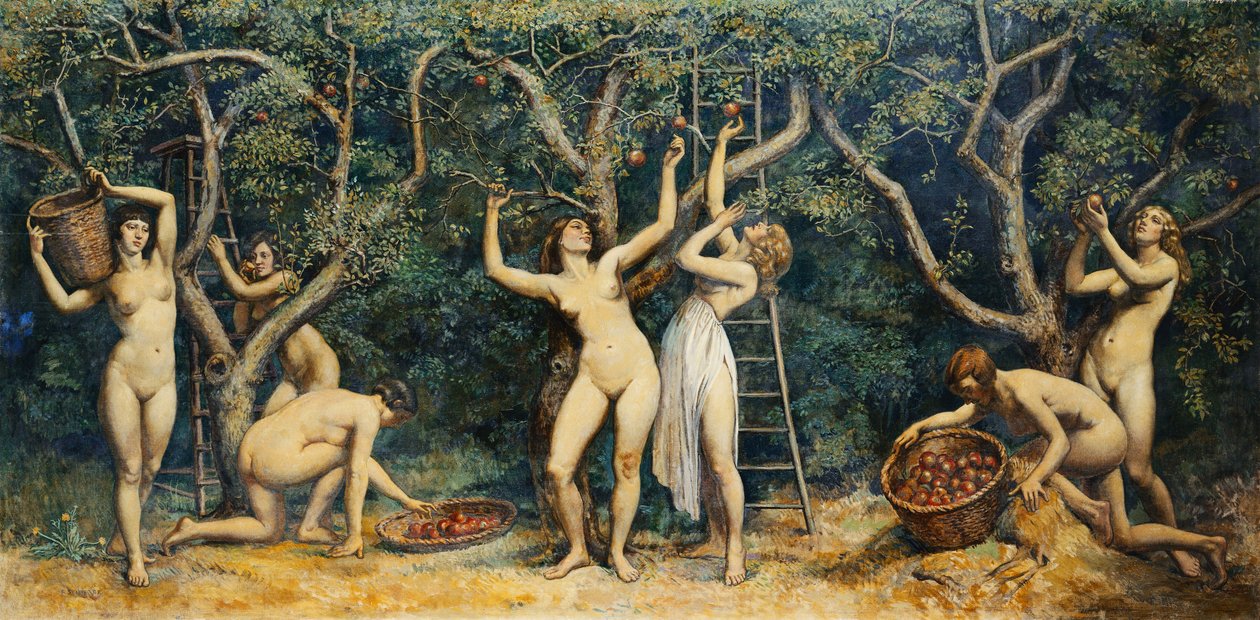 Ninfas recogiendo manzanas de Randolph Schwabe