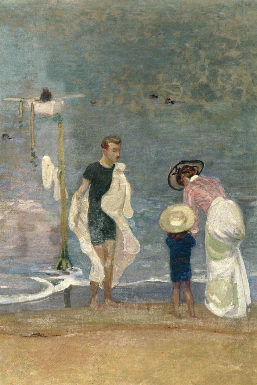 En la playa (óleo sobre lienzo) (detalle) (véase también 164322) de Raoul Du Gardier