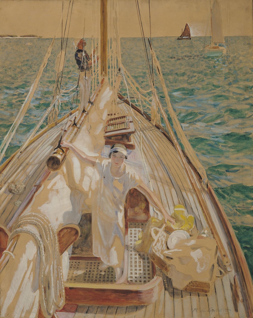 Pesando ancla (óleo sobre lienzo) de Raoul Du Gardier
