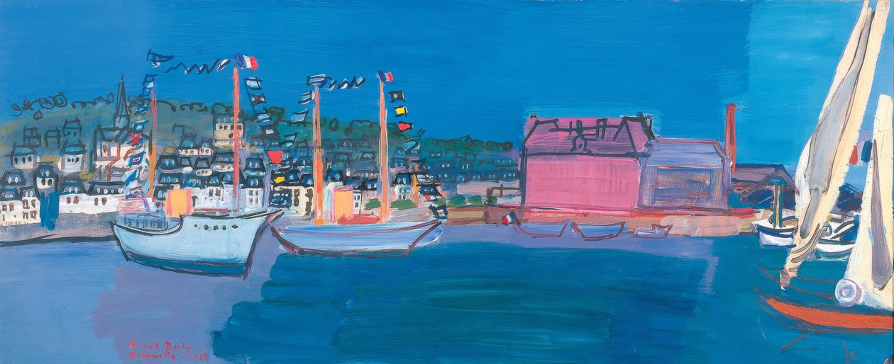 Barcos mar pequeñas banderas casas pequeño puerto muelle velas de Raoul Dufy
