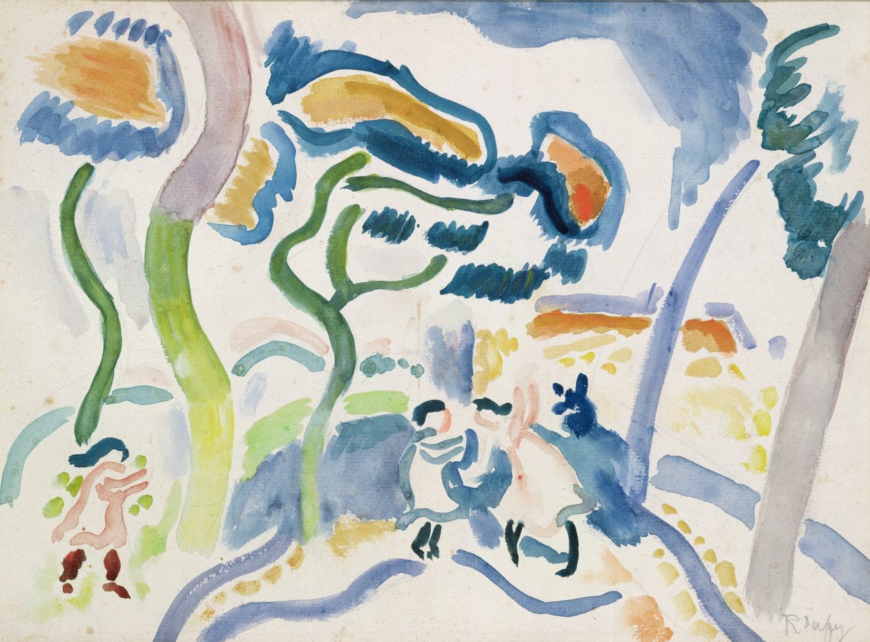 Niños jugando (acuarela sobre papel) de Raoul Dufy