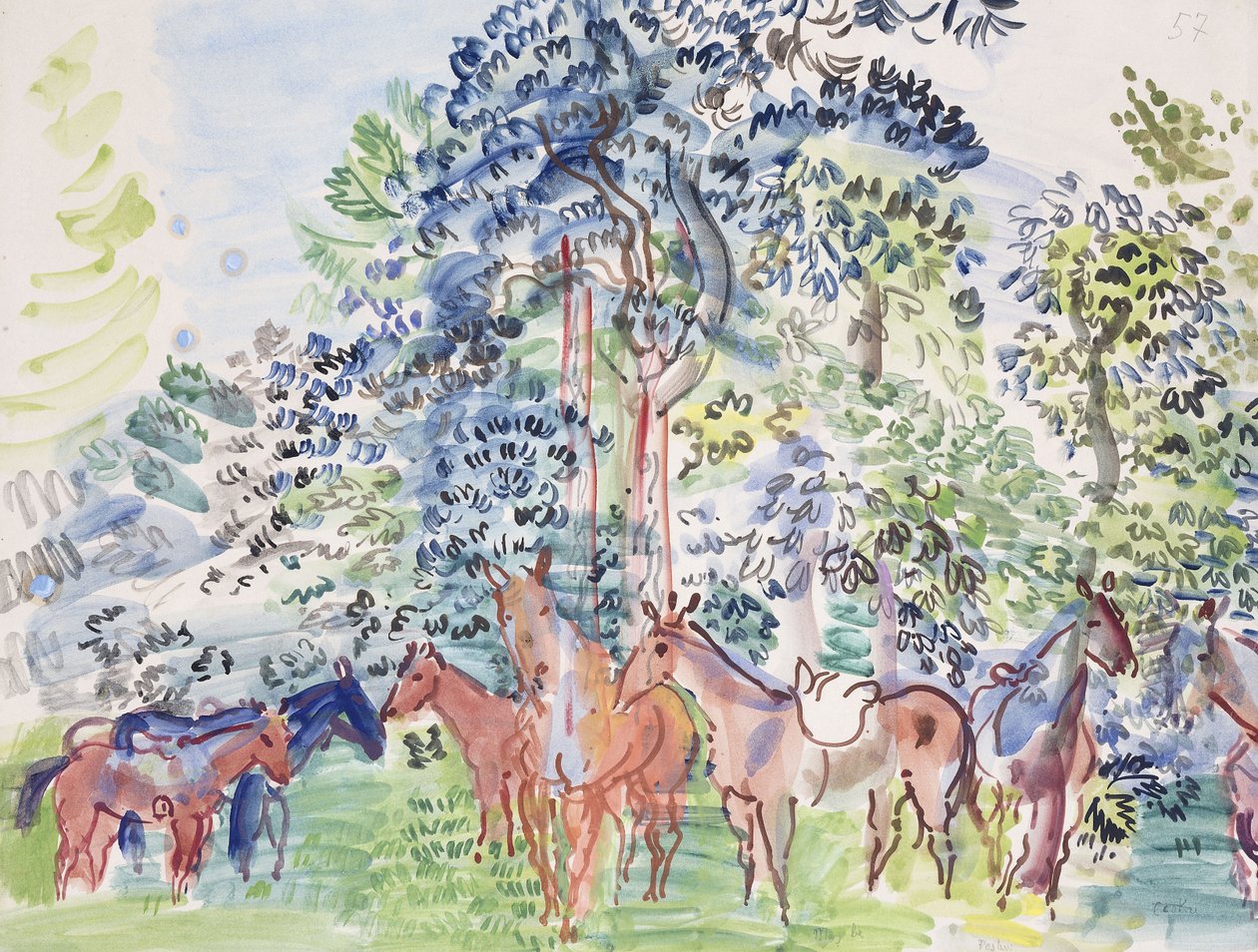 Caballos en el bosque; Chevaux au Bois de Raoul Dufy