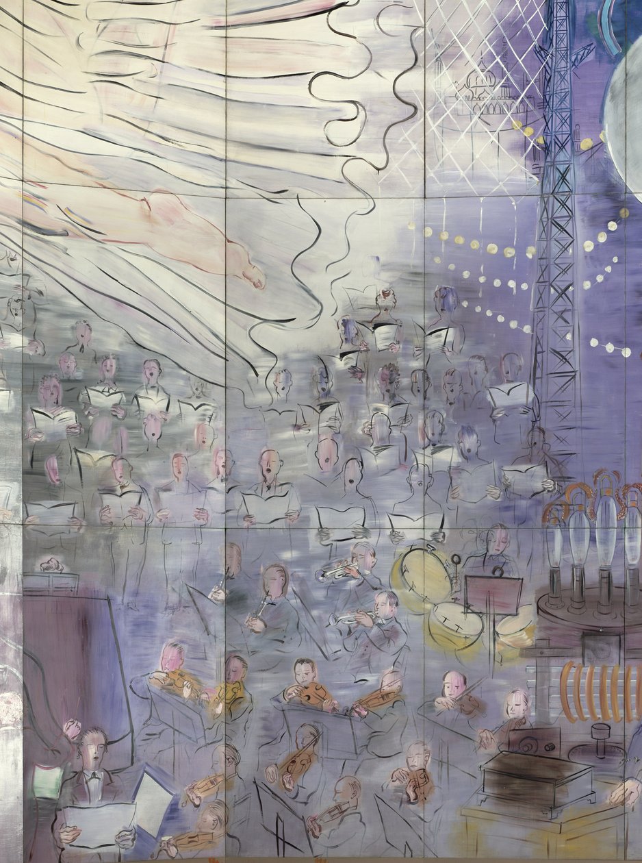 La Fee Electricite, detalle del lado izquierdo que representa una orquesta de Raoul Dufy