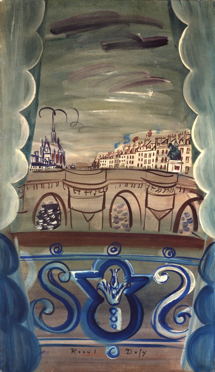 Ventana abierta con vistas al Pont Neuf de Raoul Dufy