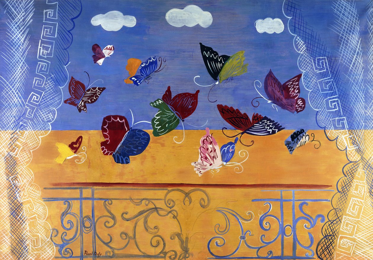 Ventana abierta con mariposas de Raoul Dufy