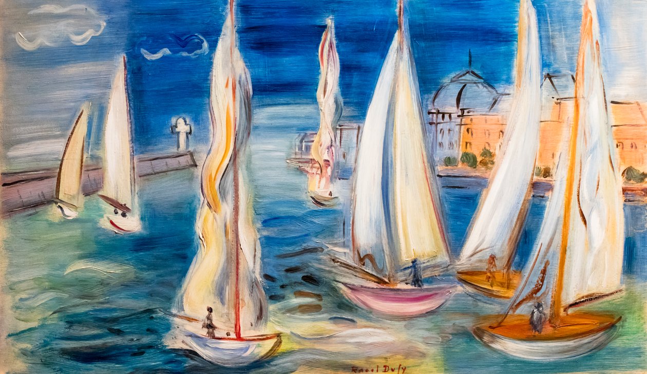 Regata en Deauville, hacia 1946 (óleo sobre madera) de Raoul Dufy