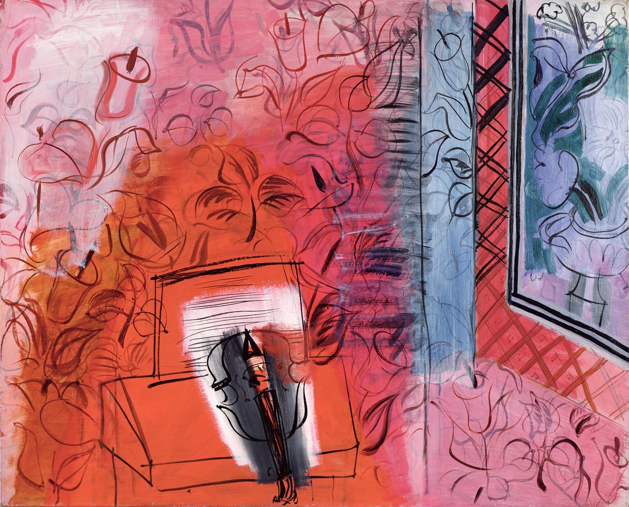 Naturaleza muerta con violín, homenaje a Johann Sebastian Bach (1685-1750) 1952 (óleo sobre lienzo) de Raoul Dufy