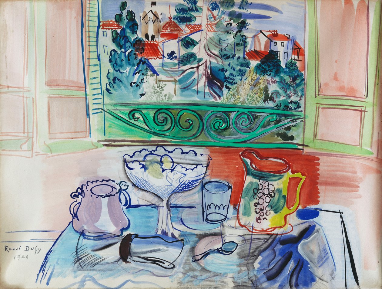 Naturaleza muerta con dos copas en Ceret; Nature morte aux deux Verres a Ceret de Raoul Dufy