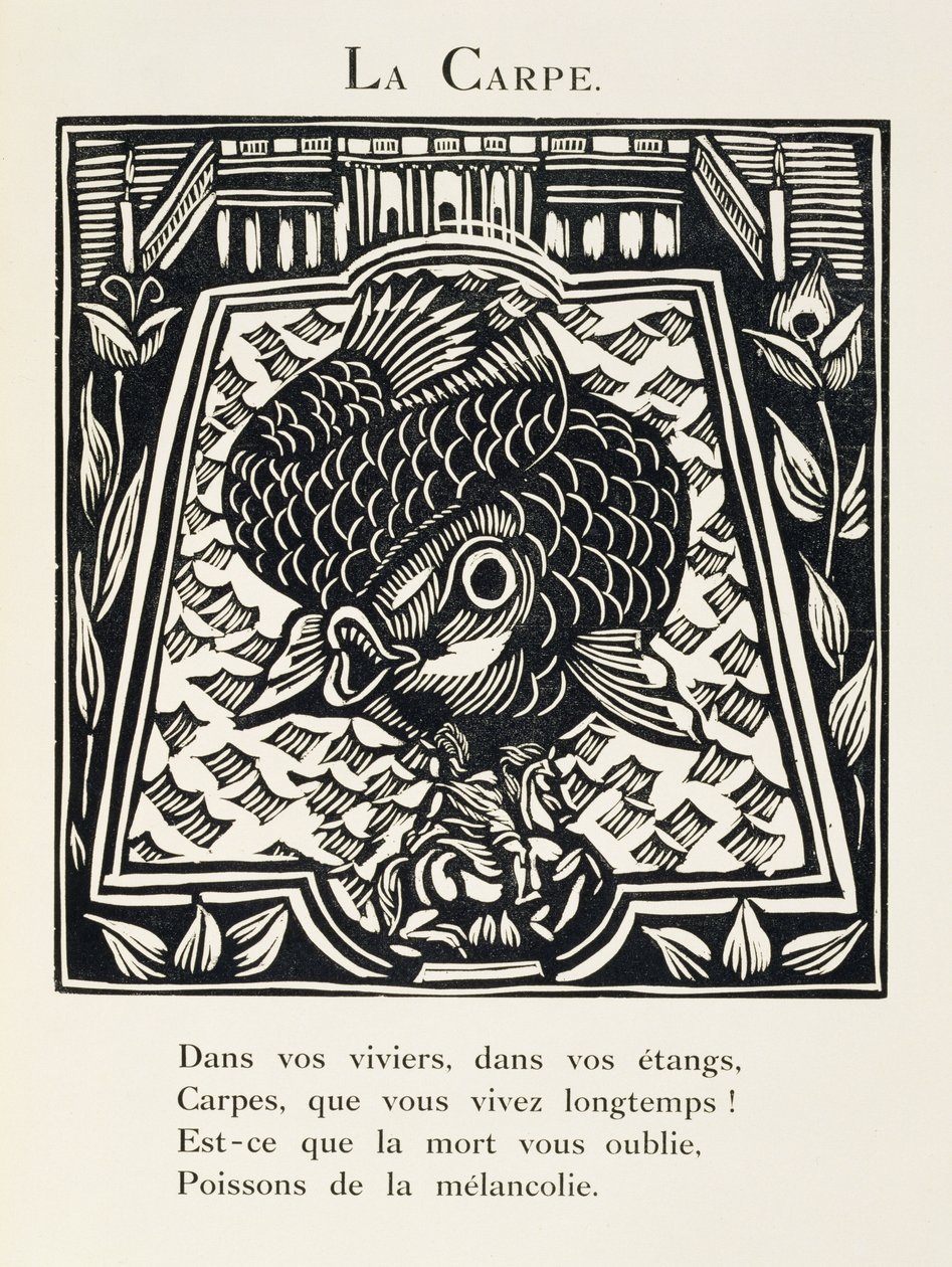 La carpa, ilustración de "El bestiario o procesión de Orfeo". de Raoul Dufy