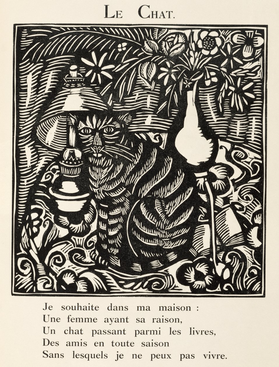 El Gato, ilustración de "El Bestiario o Procesión de Orfeo". de Raoul Dufy