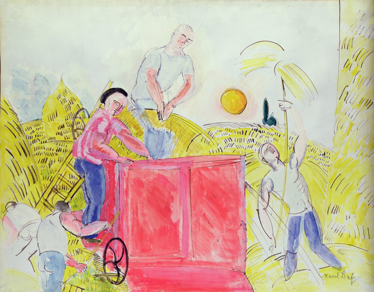 Los segadores (gouache sobre papel) de Raoul Dufy
