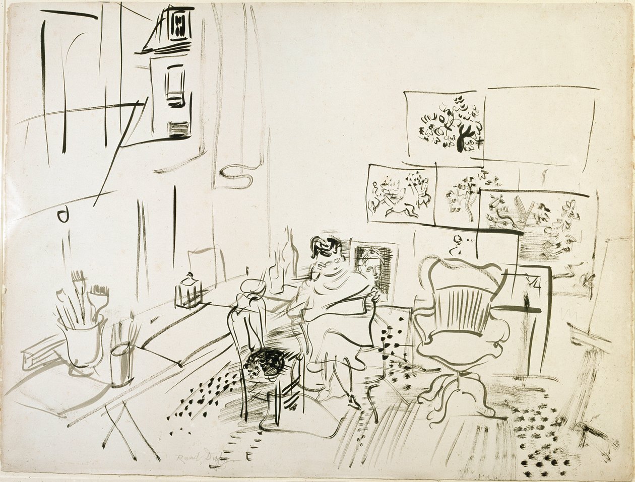 El taller del pintor Dibujo de Raoul Dufy (1877-1953) Nueva York, Museo de Arte Moderno de Raoul Dufy