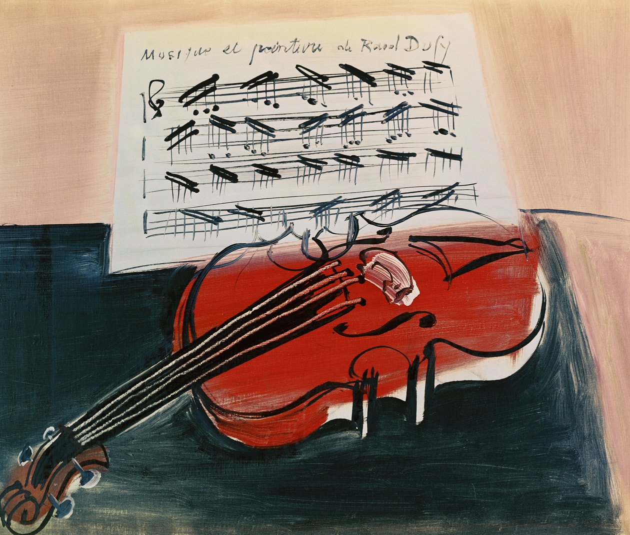 El violín rojo, c.1948 (óleo sobre lienzo) de Raoul Dufy