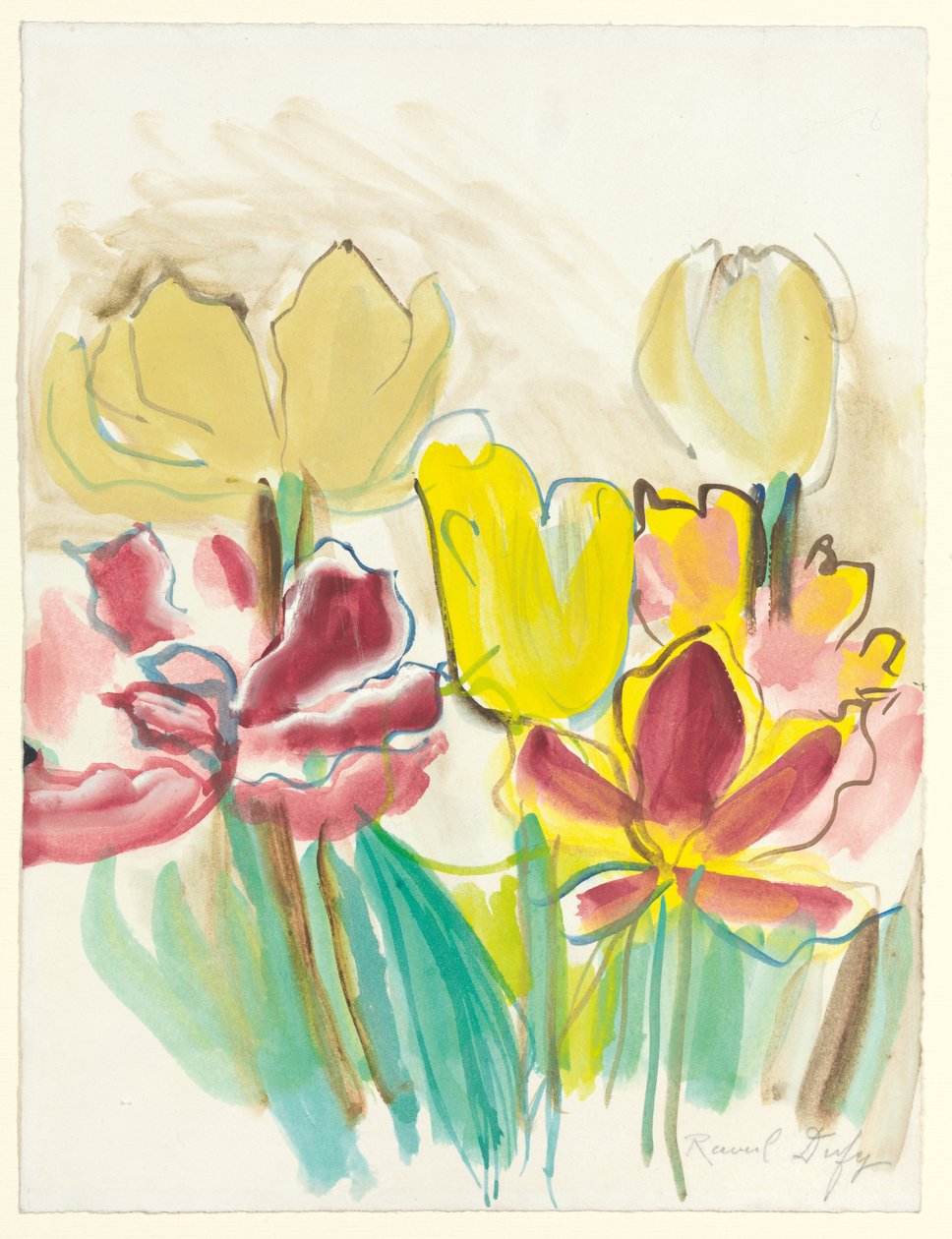 Tulipanes para el herbario de Colette, c.1948 (gouache y acuarela sobre papel) de Raoul Dufy