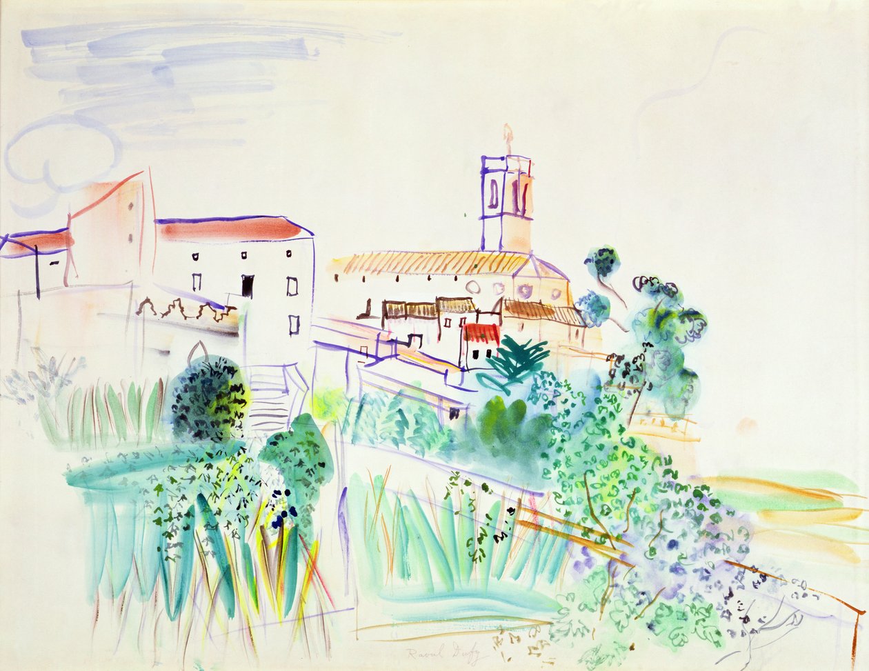 Village in Provence (acuarela sobre papel) de Raoul Dufy
