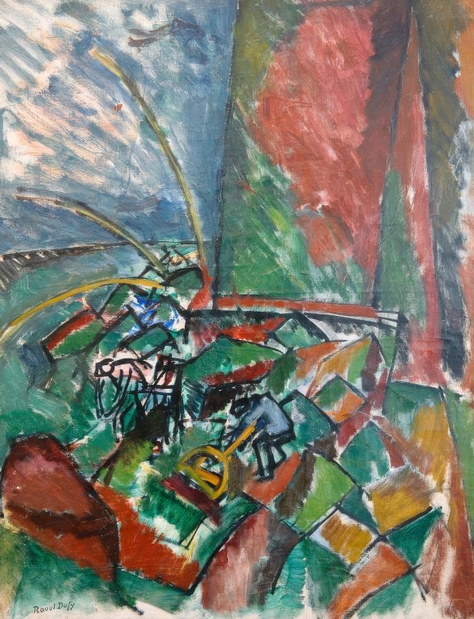 Con redes de arrastre en el puente de Le Havre de Raoul Dufy
