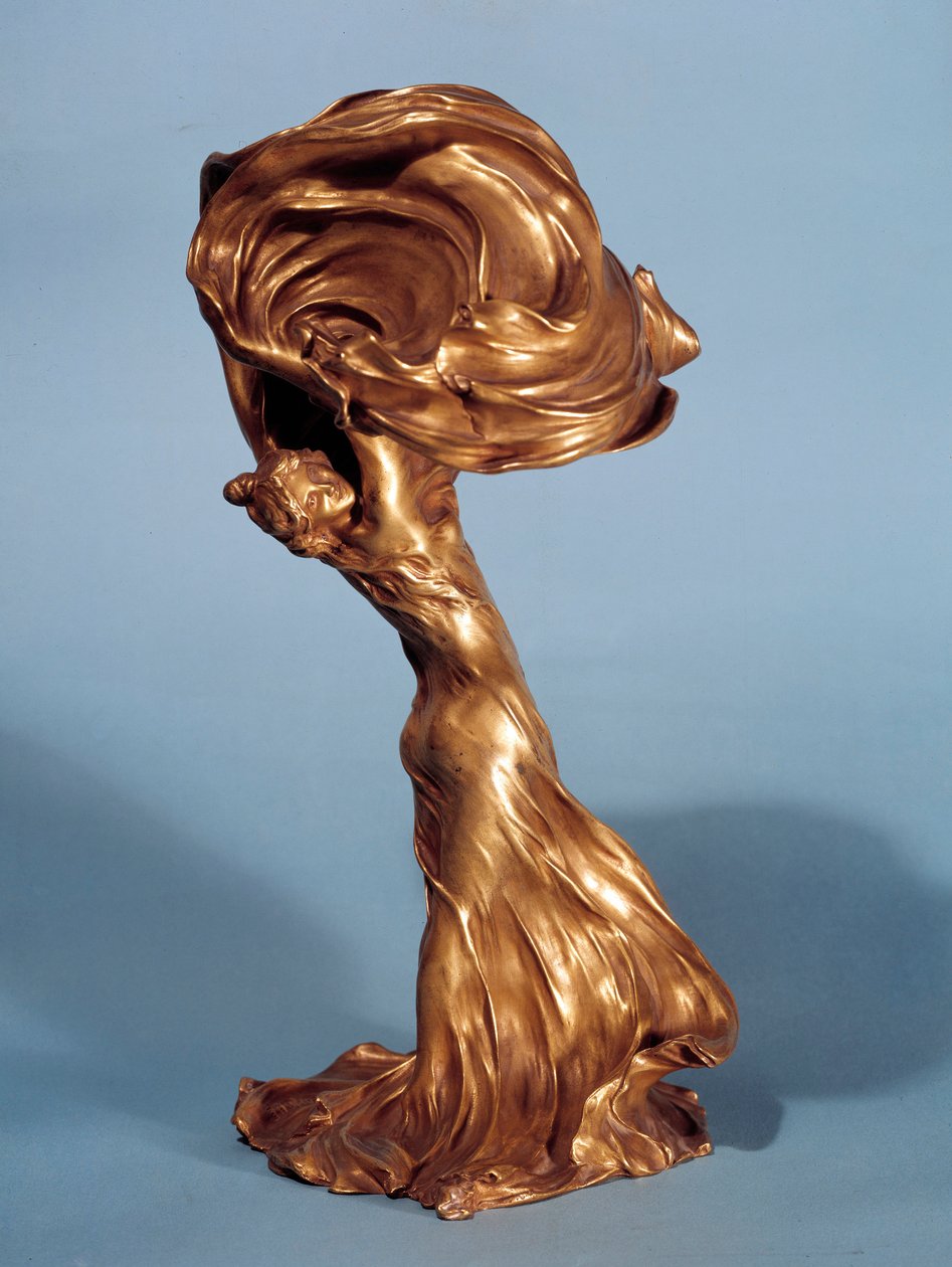 Candelabro representando a la bailarina americana Loie Fuller (1862-1928) hecho por François Raoul Larche (1860-1912) 1900 París, artes decorativas de Raoul Francois Larche