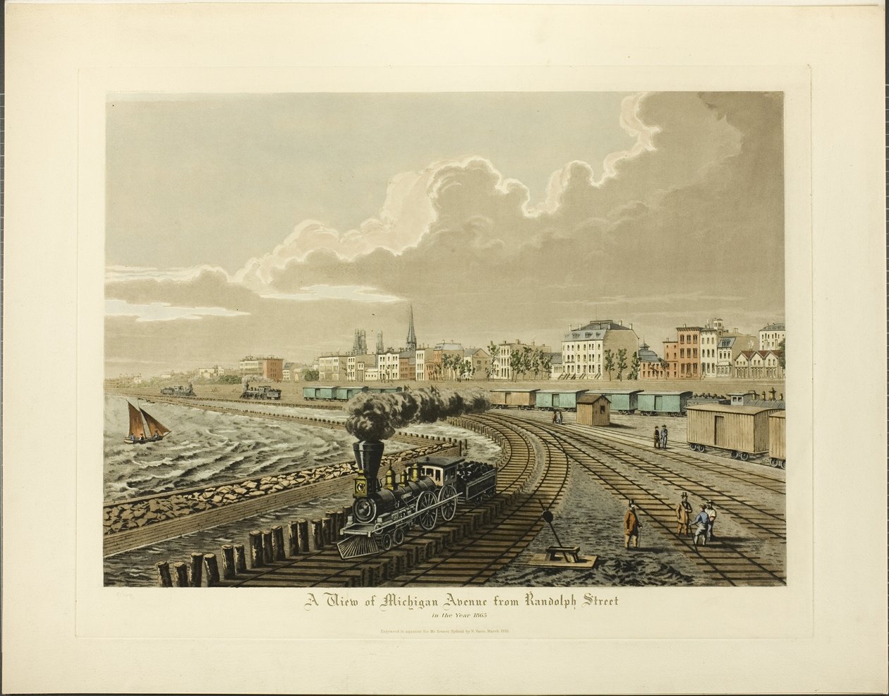 Vista de la Avenida Michigan desde la Calle Randolph en el año 1865 de Raoul Varin