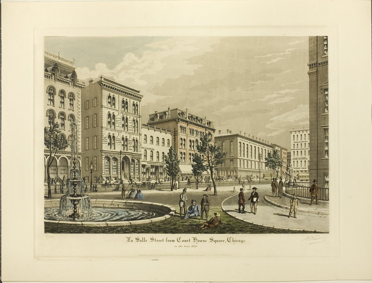 La Salle Street desde Court House Square, Chicago, en el año 1865 de Raoul Varin