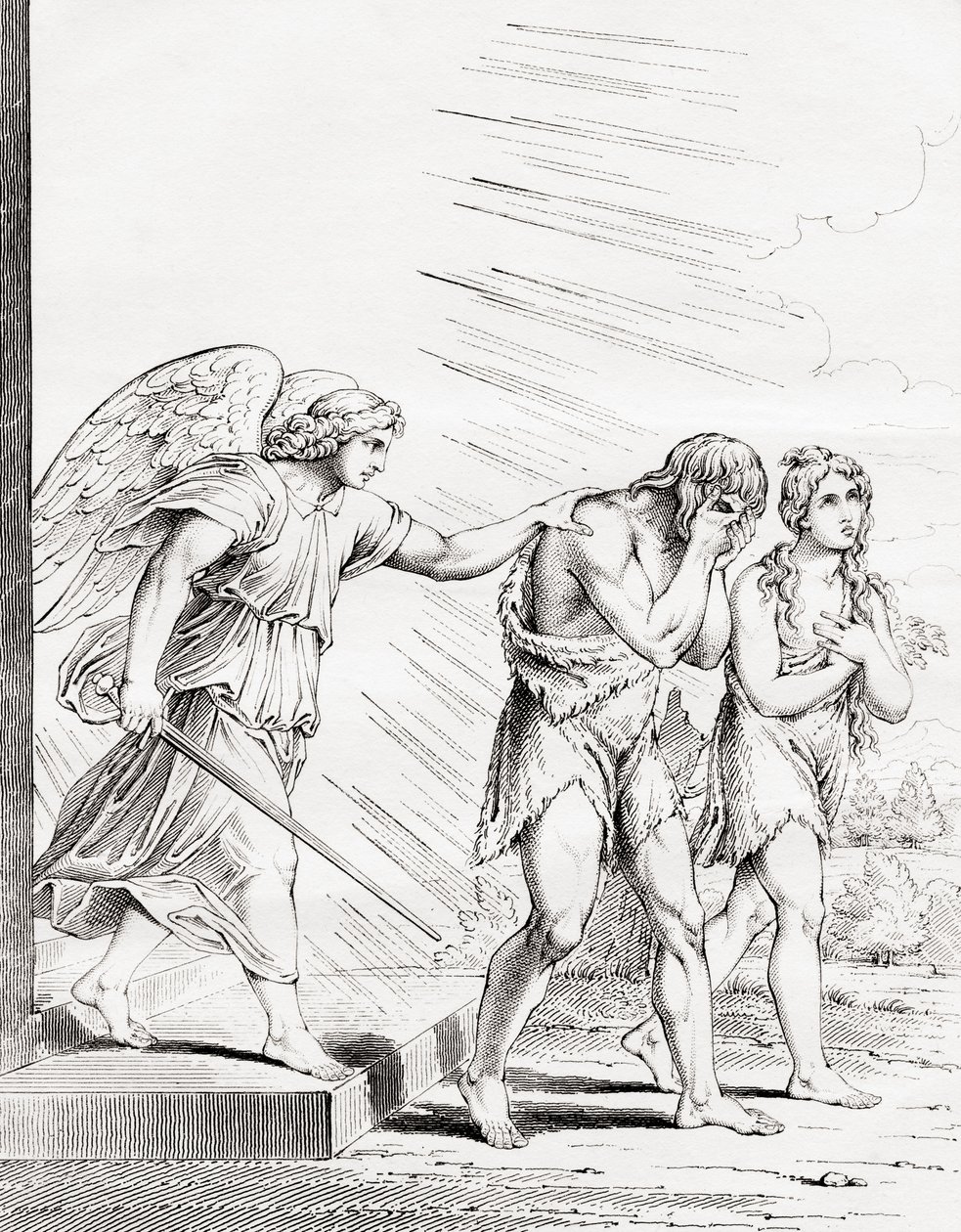 Adán y Eva expulsados del Paraíso, siglo XIX de Raffaello Sanzio Raphael