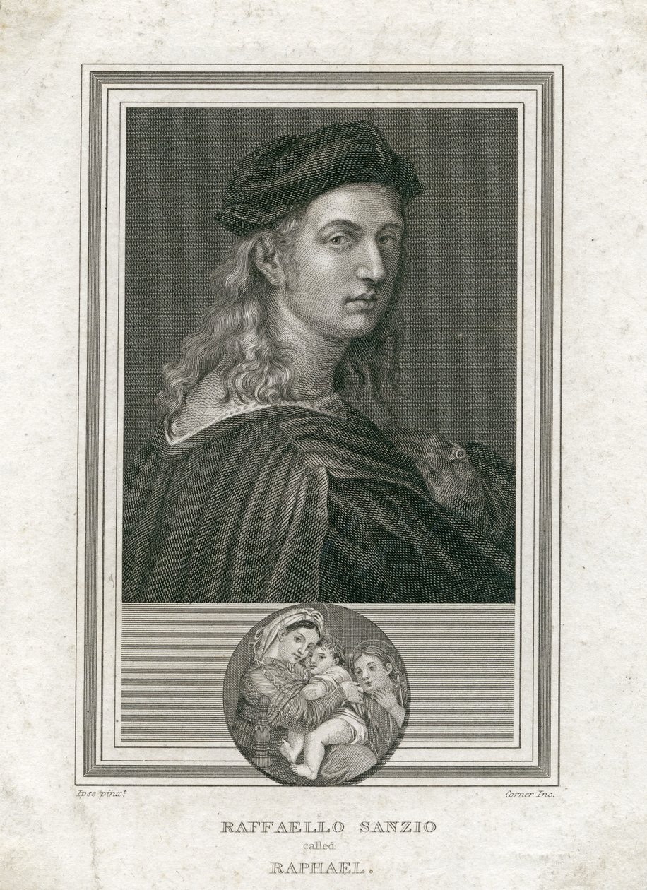 Raffaello Sanzio, llamado Rafael, grabado por Corner de Raffaello Sanzio Raphael