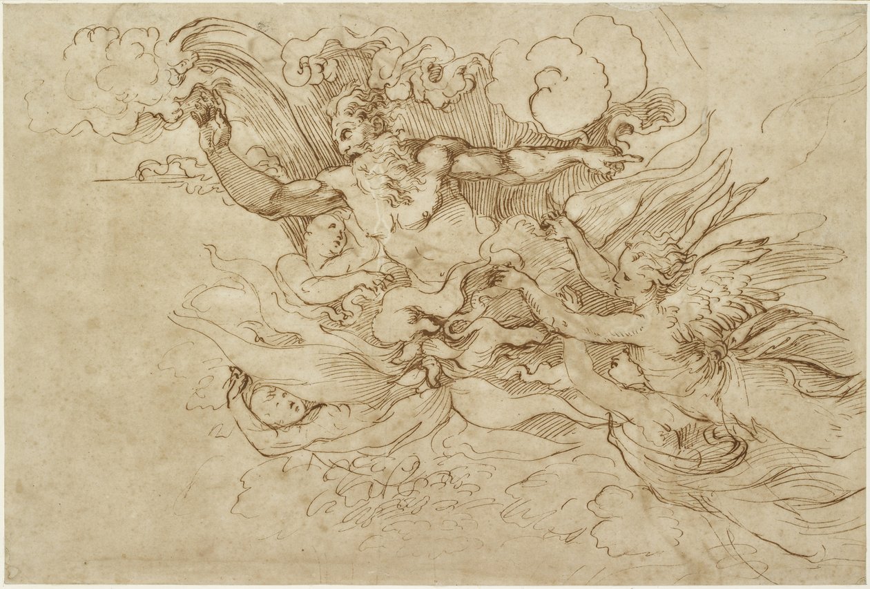Estudio para Dios apareciendo a Moisés de Raffaello Sanzio Raphael