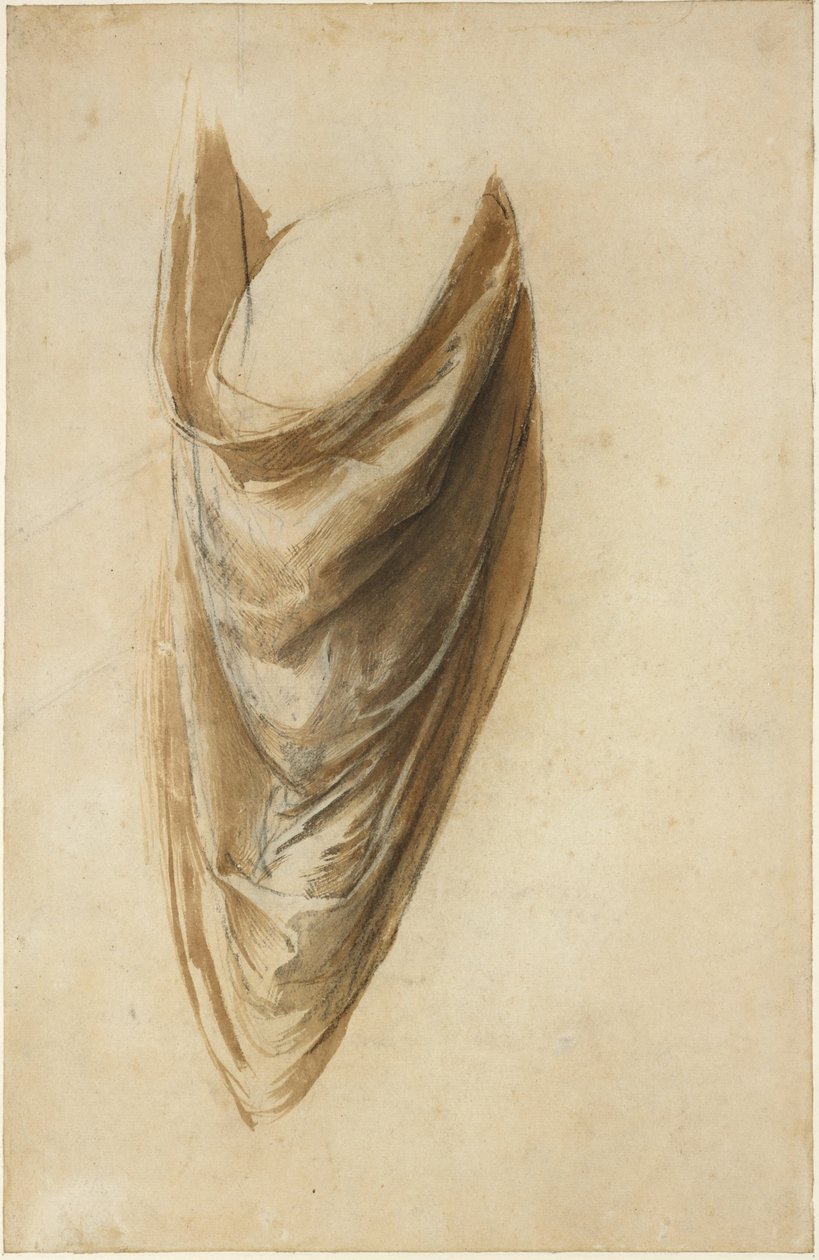 Recto: Estudio de drapeado para una figura de pie de Raffaello Sanzio Raphael