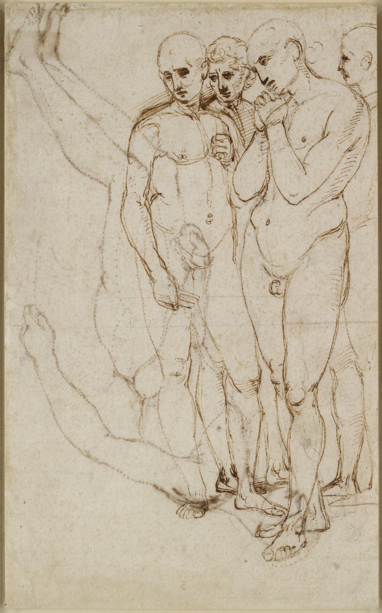 Estudio de cuatro hombres de pie en una Pietà de Raffaello Sanzio Raphael
