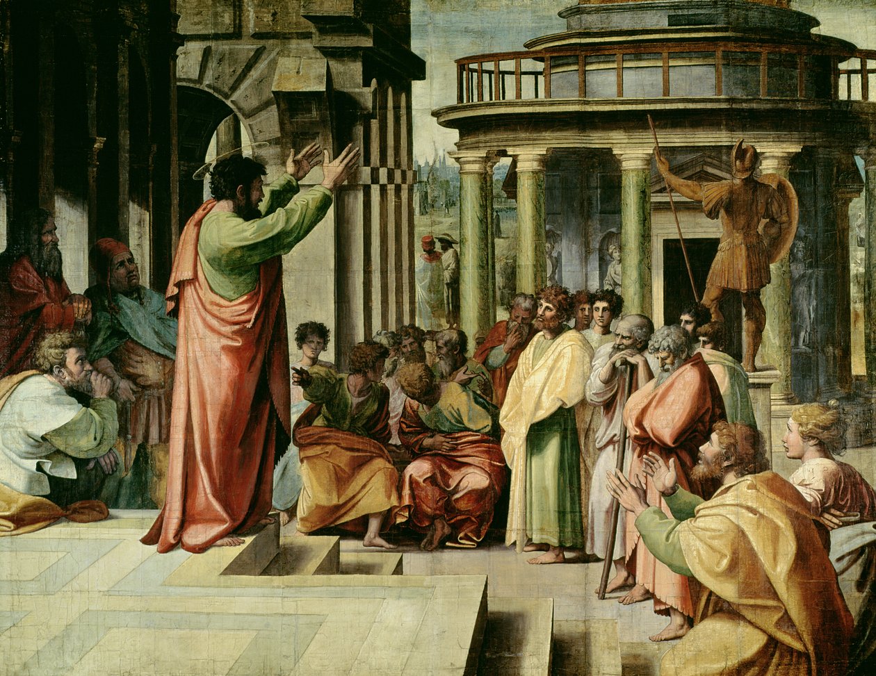 San Pablo predicando en Atenas (cartón para la Capilla Sixtina) (antes de la restauración) de Raffaello Sanzio Raphael