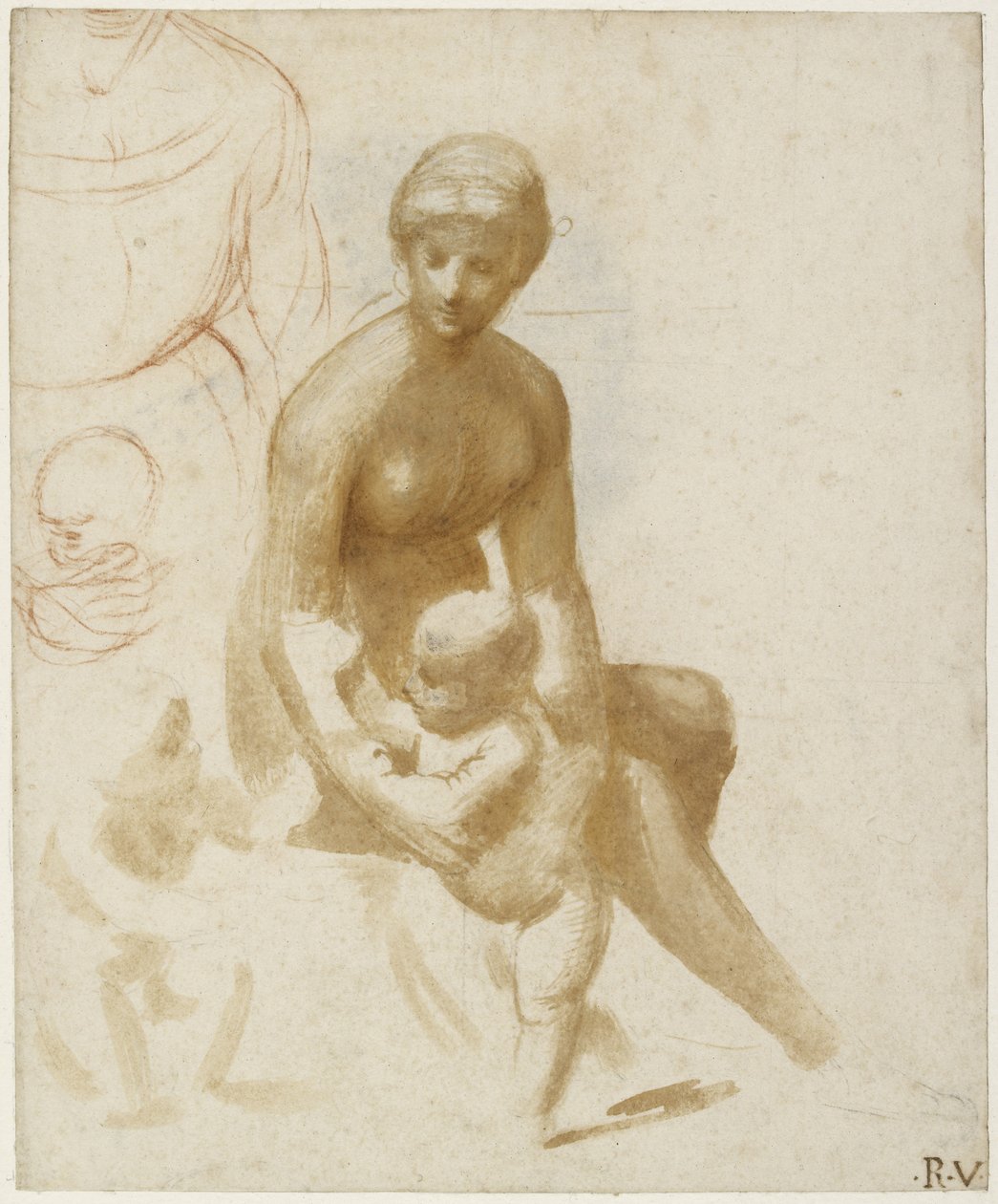 Estudios para una Virgen y el Niño con el infante San Juan, WA1846.161 de Raffaello Sanzio Raphael