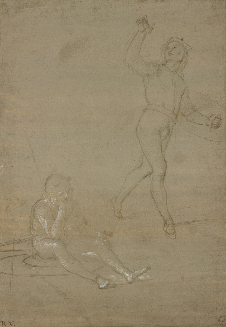 Estudios para dos soldados, uno dormido, el otro de pie de Raffaello Sanzio Raphael