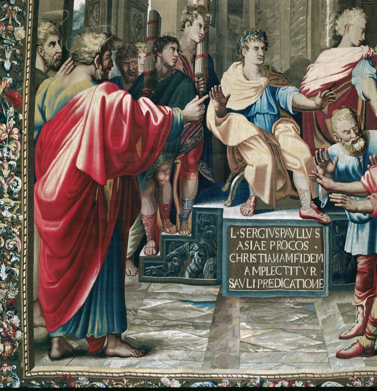 Tapiz que representa los Hechos de los Apóstoles, La ceguera de Elimas (detalle) de Raffaello Sanzio Raphael