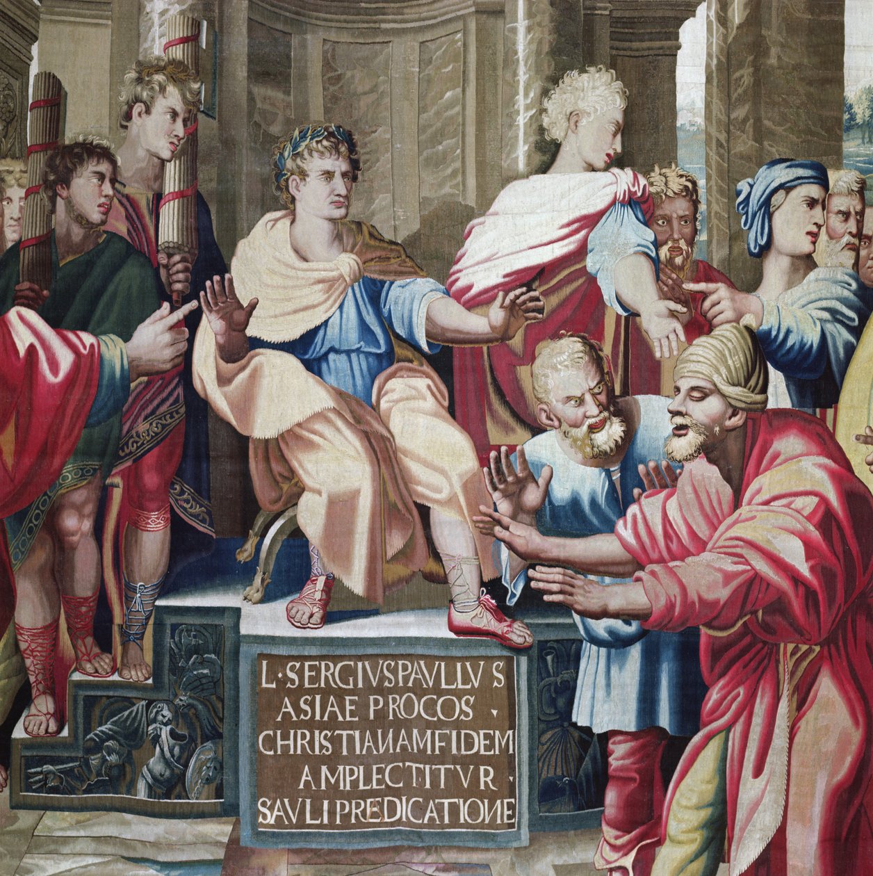 Tapiz que representa los Hechos de los Apóstoles, La ceguera de Elimas (detalle) de Raffaello Sanzio Raphael