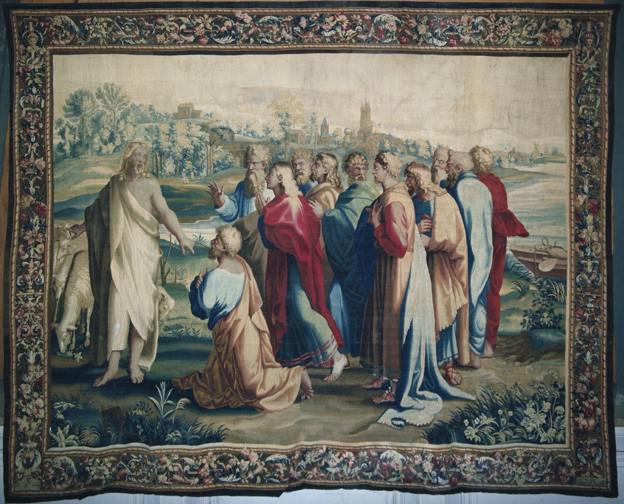 Tapiz que representa los Hechos de los Apóstoles, la llamada de San Pablo (detalle) de los apóstoles, tejido en el Taller de Beauvais bajo la dirección de Philippe Behagle de Raffaello Sanzio Raphael