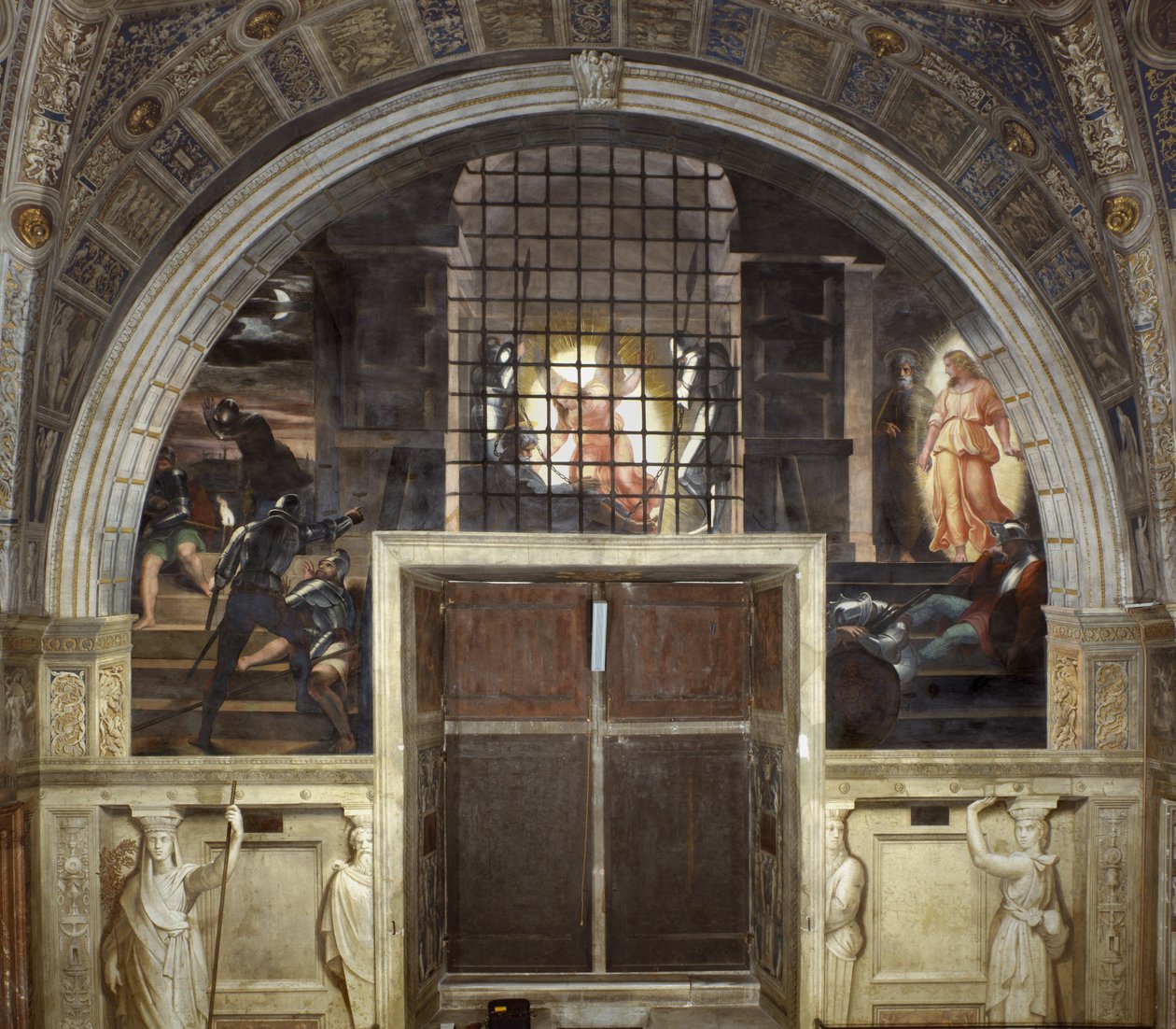 La liberación de San Pedro, Stanza di Eliodoro, 1514 de Raffaello Sanzio Raphael