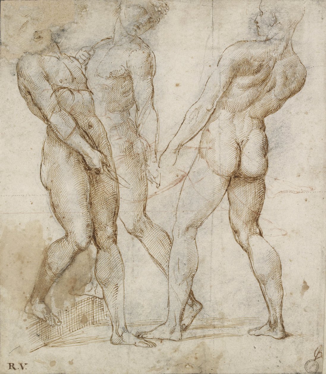 Tres Portadores Desnudos de Raffaello Sanzio Raphael