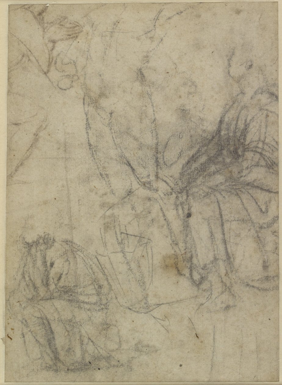 Verso: Bocetos Rápidos de Figuras Arrodilladas, WA1846.174 de Raffaello Sanzio Raphael