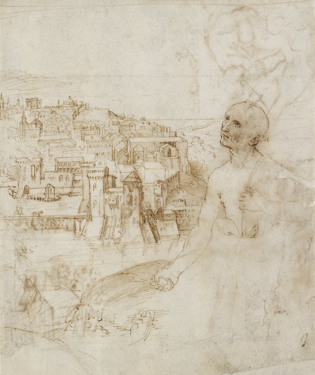 Vista de la ciudad de Perugia, con el penitente San Jerónimo en primer plano, 1504 de Raffaello Sanzio Raphael