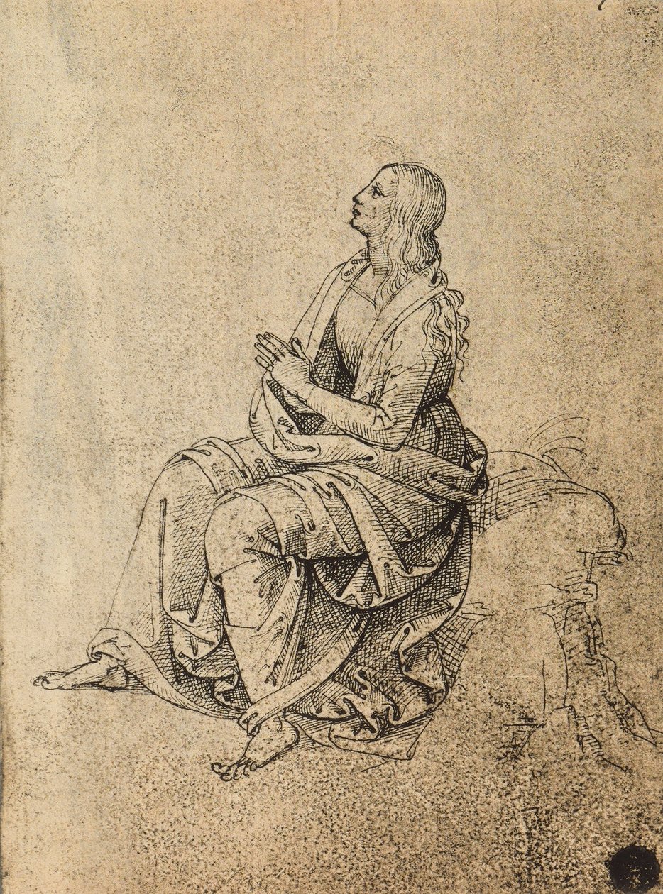 Figura femenina rezando; dibujo de Rafael. Gallerie dell