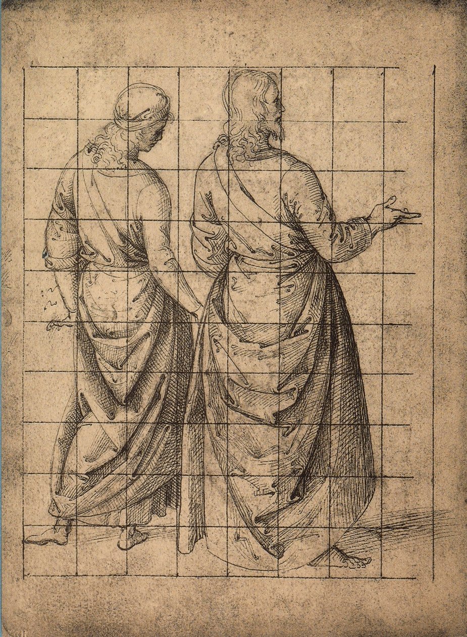 Figuras masculinas, vista trasera; dibujo de Rafael. Gallerie dell