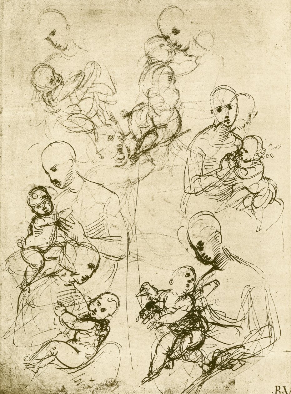Seis estudios de la Madonna de Raffaello Sanzio Raphael