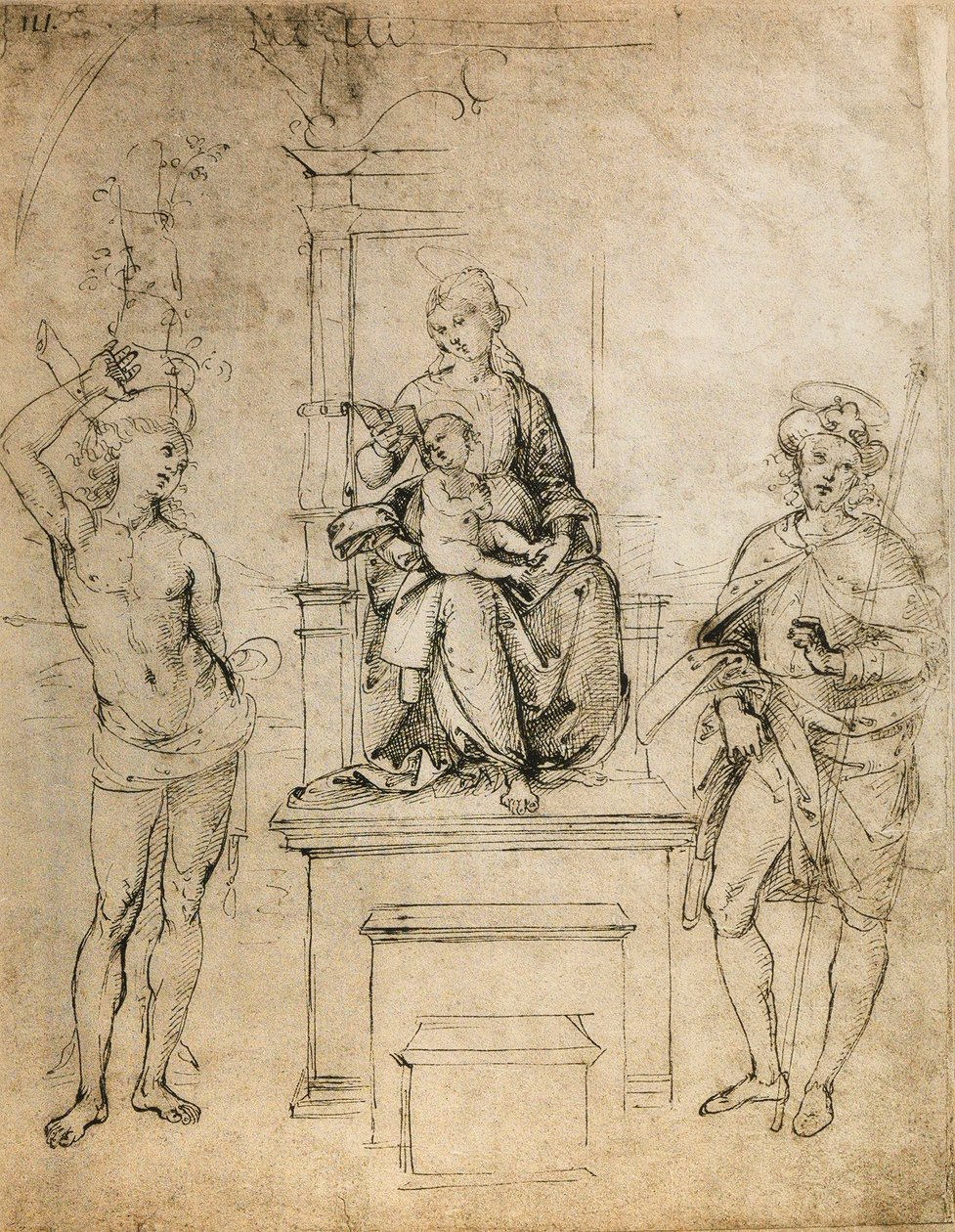 La Virgen, el Niño Jesús, San Sebastián y San Roque de Raffaello Sanzio Raphael